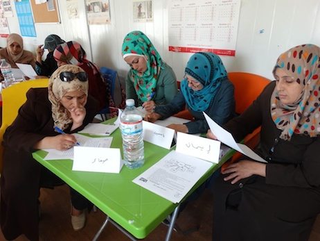 Writing workshop at Zaatari camp.