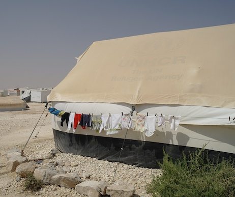 Tent in the Zaatari refugee camp.