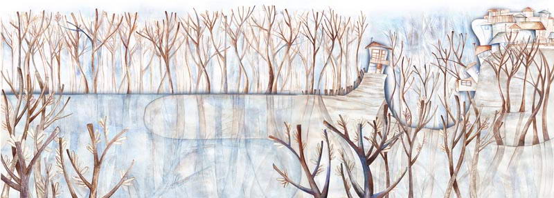 A woman sings under the ice